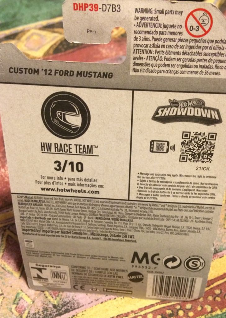 Custom ’12 Ford Mustang - ’16 HW Race Team toy car collectible - Main Image 2