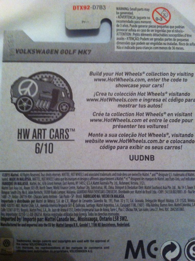 Volkswagen Golf Mk7 - 2017 HW Art Cars toy car collectible - Main Image 2