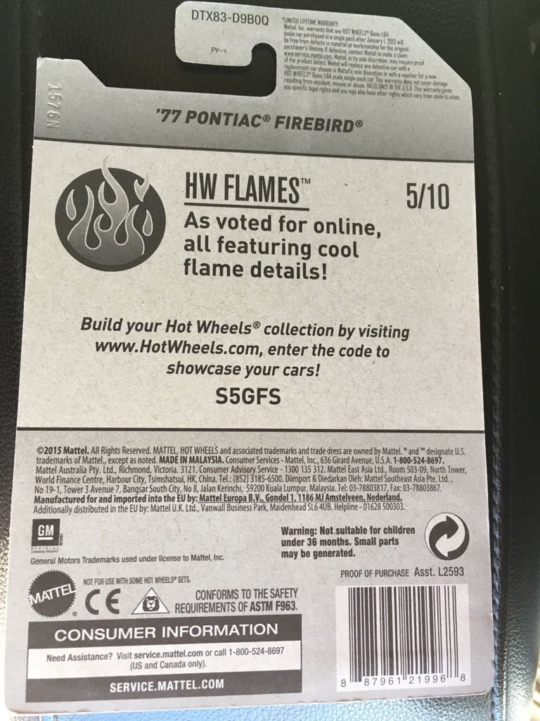’77 Pontiac Firebird (G) - 2016 - HW Flames toy car collectible - Main Image 2