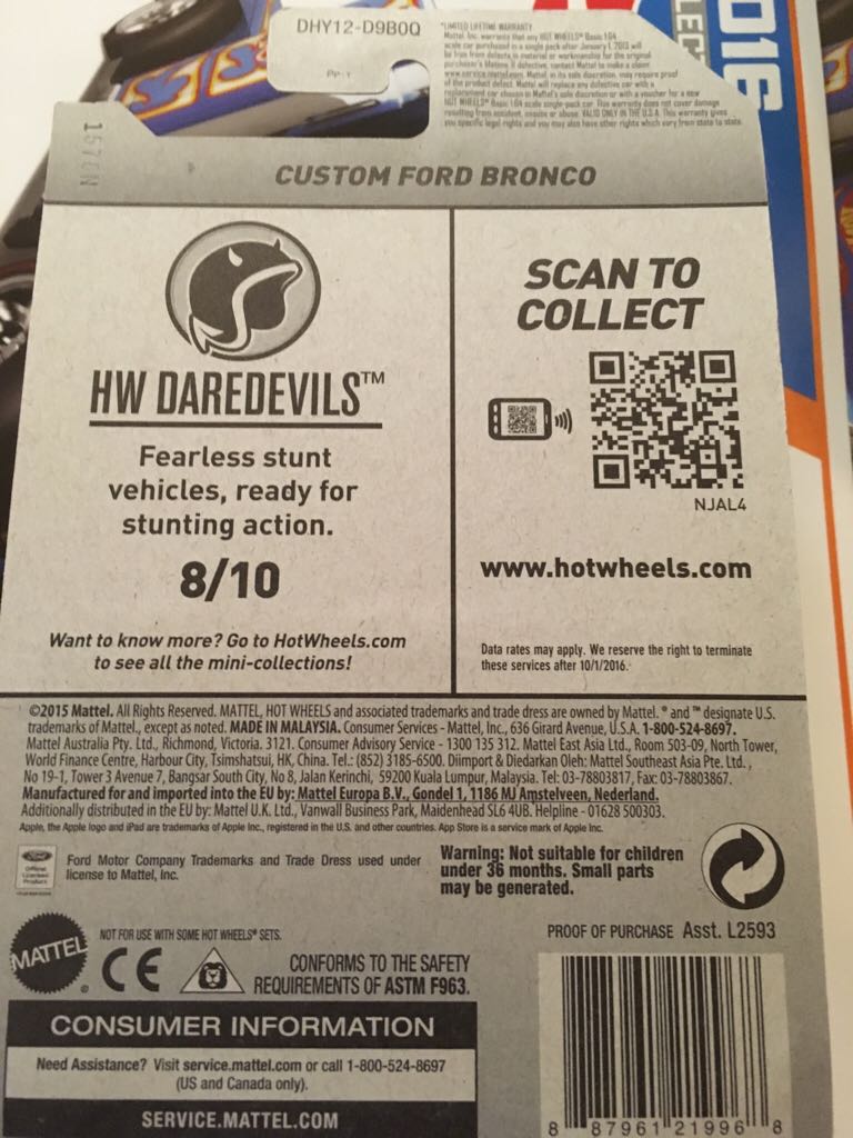 Custom Ford Bronco - ’16 HW Daredevils toy car collectible - Main Image 2