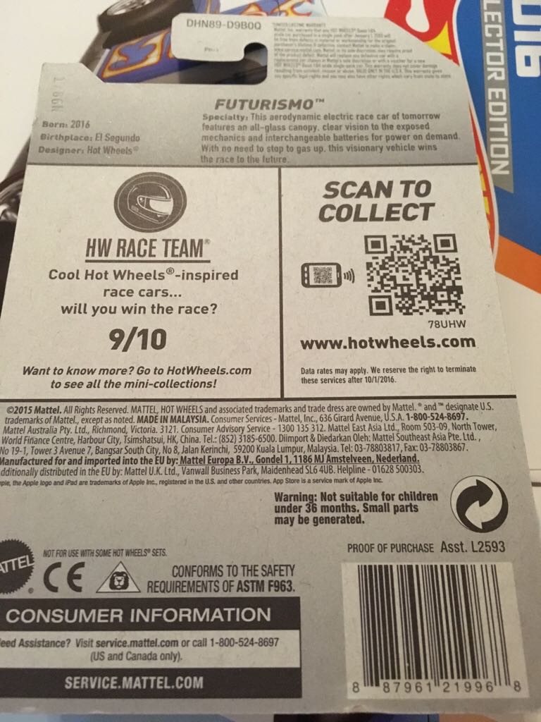 Futurismo - 2016 - HW Race Team toy car collectible - Main Image 2