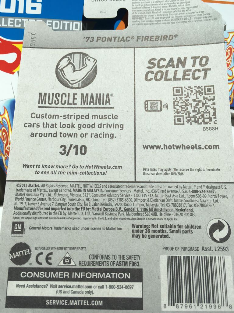 3/10 ’73 Pontiac Firebird - 2016 - HW Muscle Mania™️ toy car collectible - Main Image 2