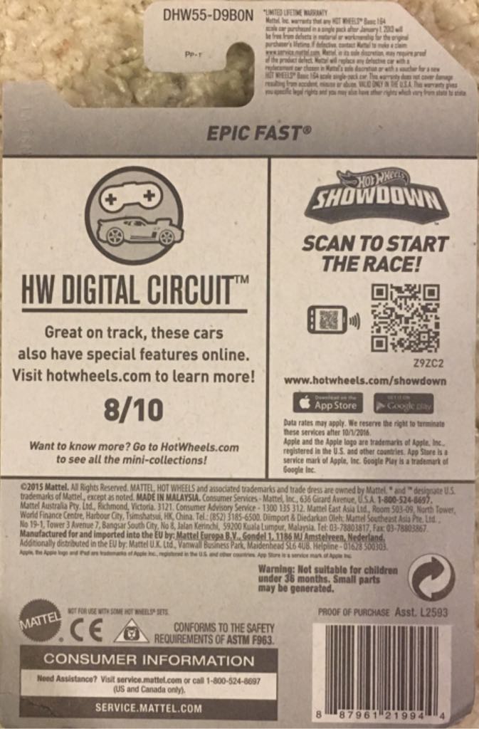 Epic Fast - 2016 HW Digital Circuit toy car collectible - Main Image 2