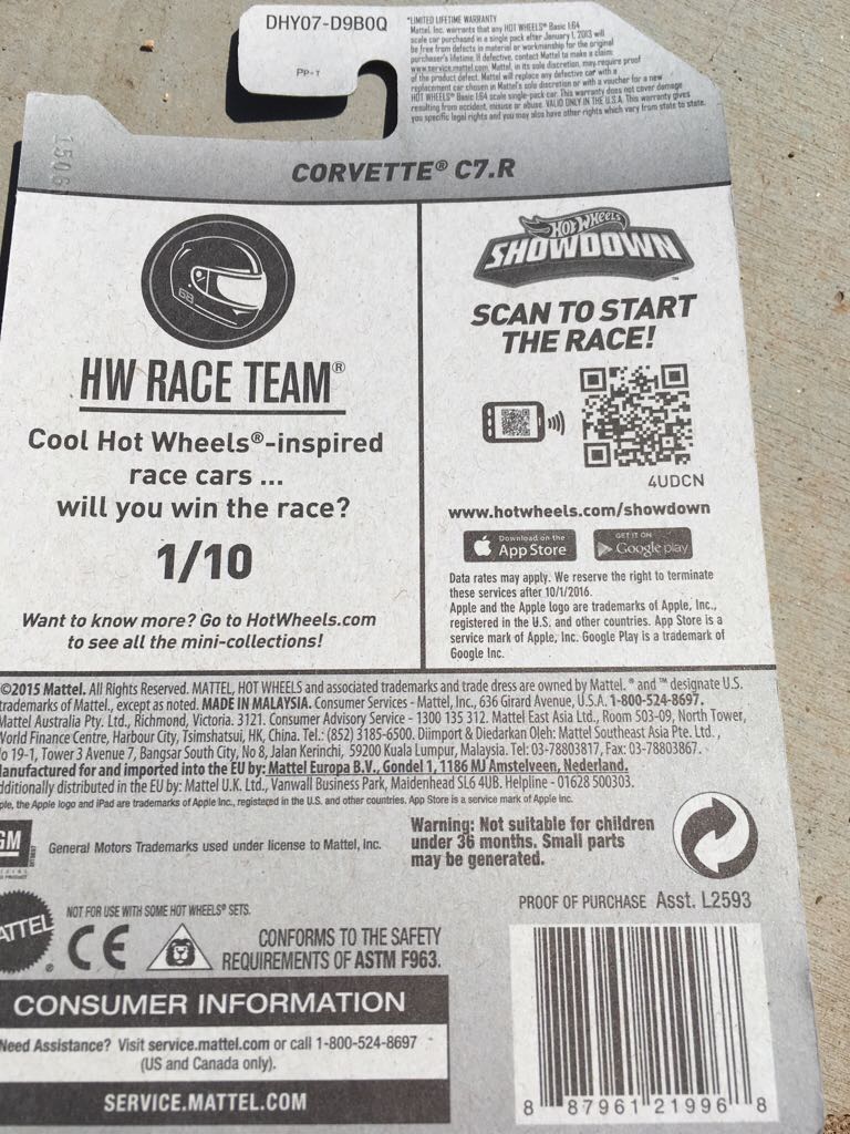 Corvette C7.R (G) - ’16 HW Race Team toy car collectible - Main Image 2