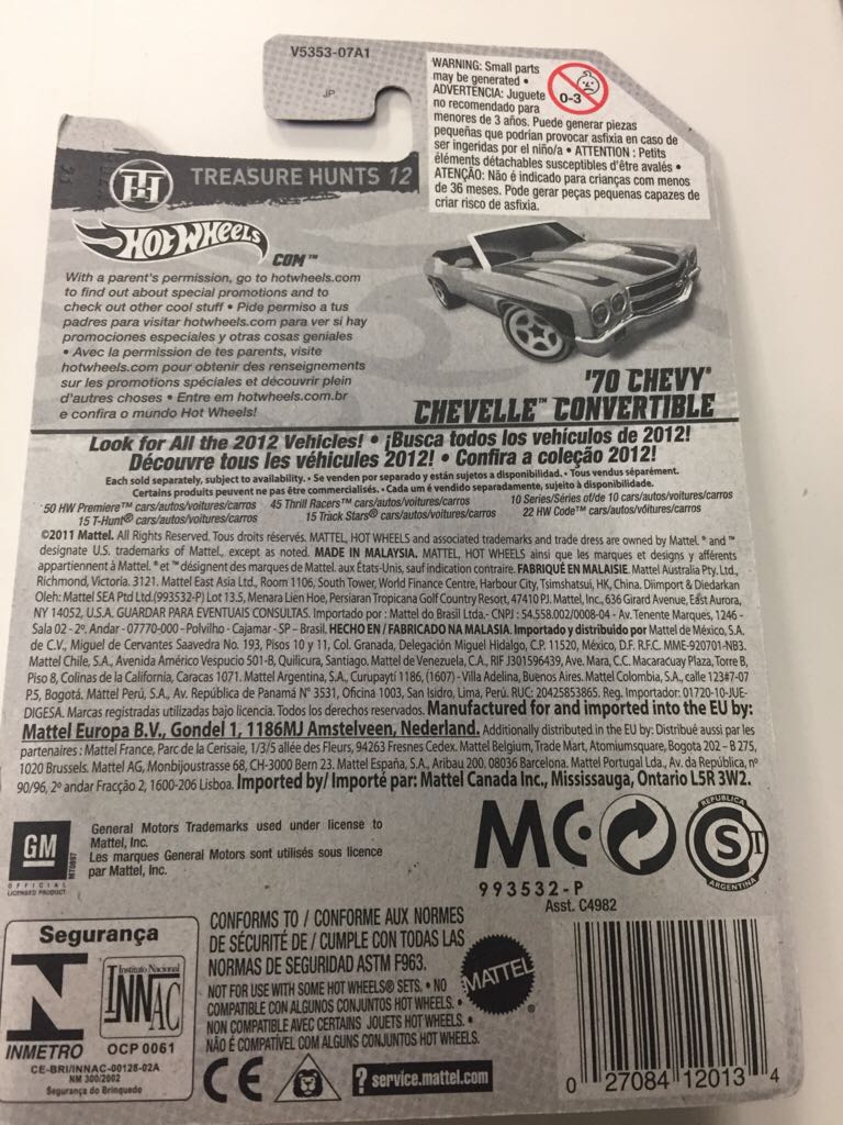 1970 Chevelle Convertible - Treasure Hunts toy car collectible - Main Image 2