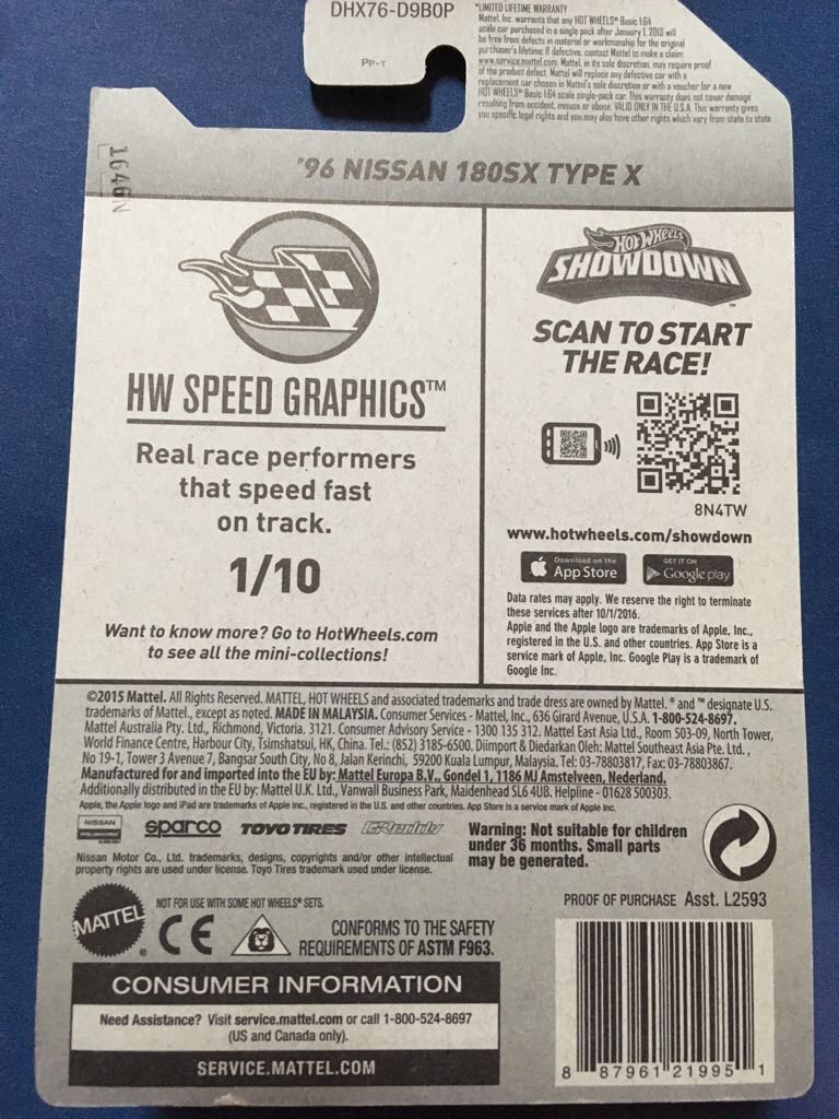 1996 Nissan 180SX Type X - HW Speed Graphics toy car collectible - Main Image 2