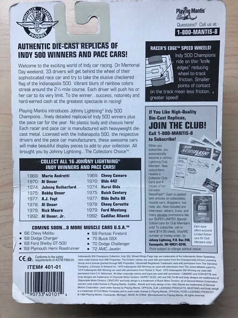 Johnny Lightning - Indianapolis 500 Champions Collection toy car collectible - Main Image 2