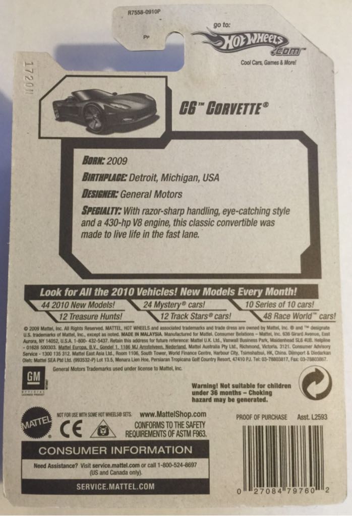 C6™️ Corvette®️ - 2010 - HW Faster Than Ever™️ ‘10 toy car collectible - Main Image 2