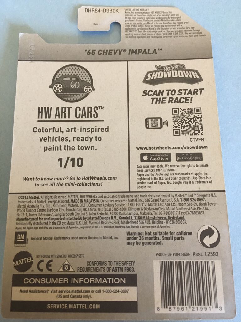 Chevy Impala 1965 - ’16 HW Art Cars toy car collectible - Main Image 2