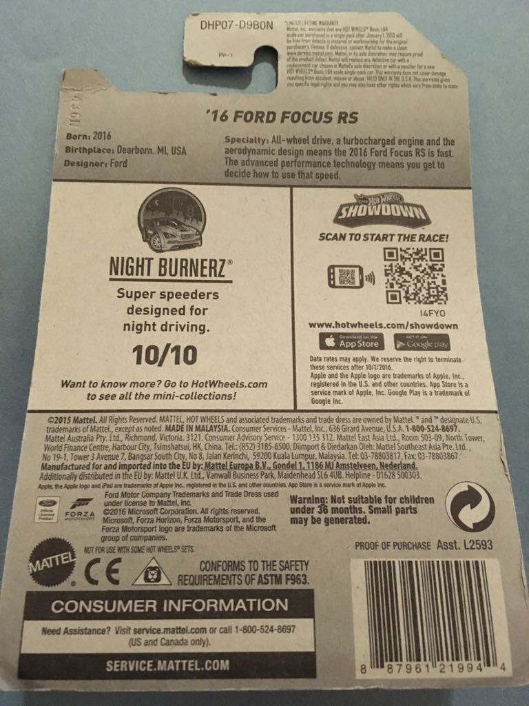 ’16 Ford Focus RS - 2016 Night Burnerz toy car collectible - Main Image 2