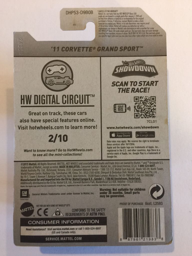 ’11 Corvette Grand Sport - Treasure Hunt - HW Digital Circut toy car collectible - Main Image 2