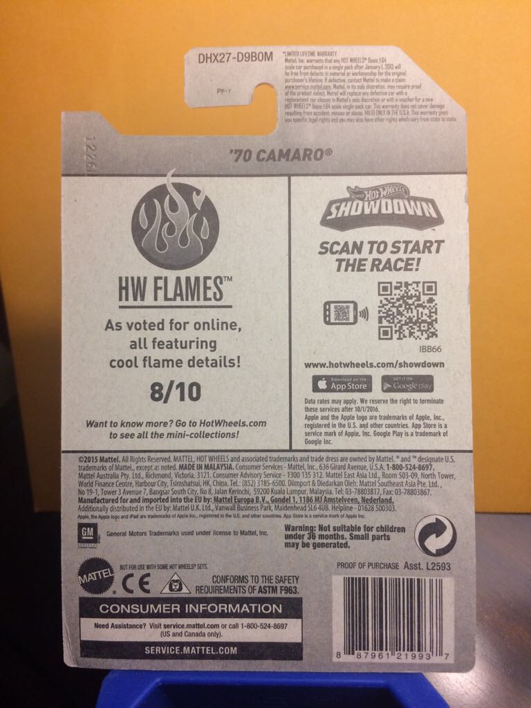 Chevy Camaro - ’16 HW Flames toy car collectible - Main Image 2