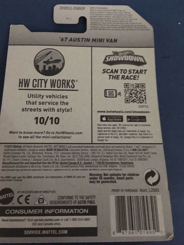 ’67 Austin Mini Van - HW City Works toy car collectible - Main Image 2