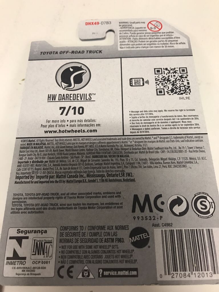 Toyota Off-Road Truck - ’16 HW Daredevils toy car collectible - Main Image 2