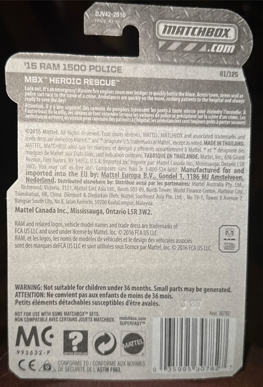 ‘15 Ram 1500 Police - MBX Heroic Rescue toy car collectible - Main Image 3