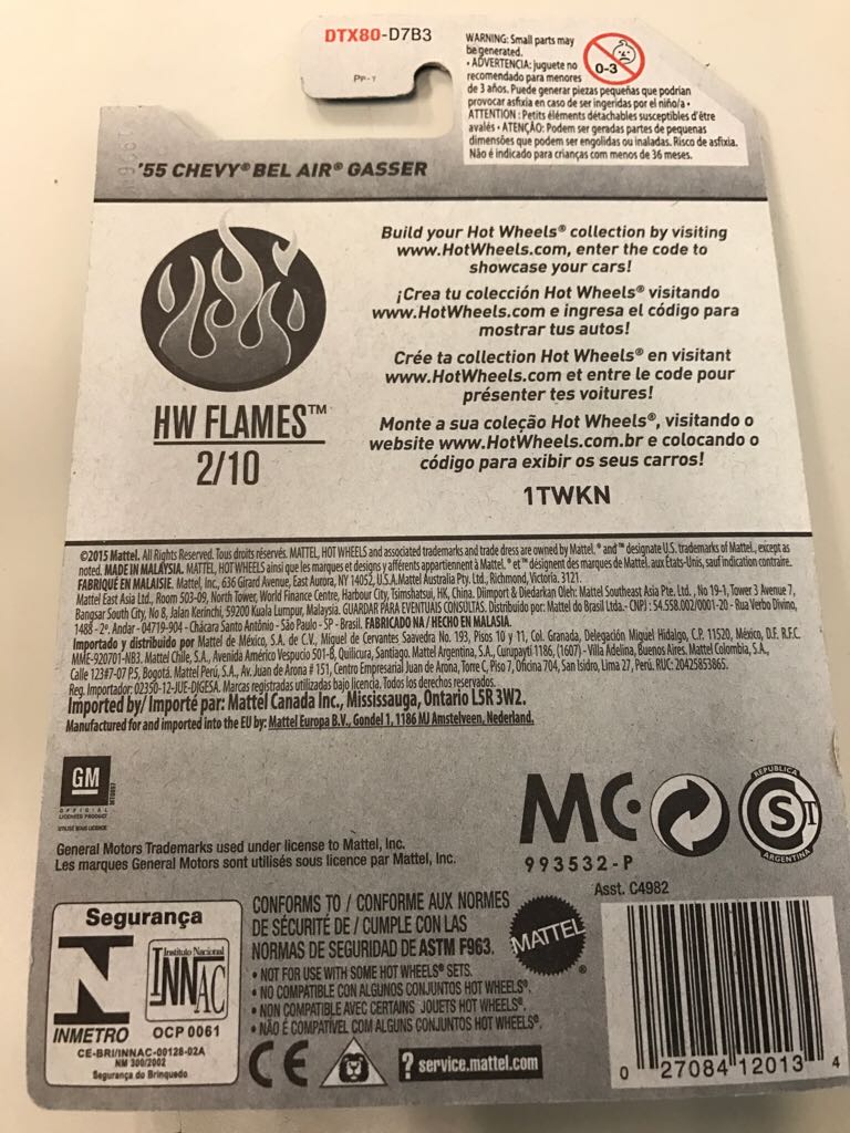 ’55 Chevy Bel Air Gasser - HW Flames toy car collectible - Main Image 2