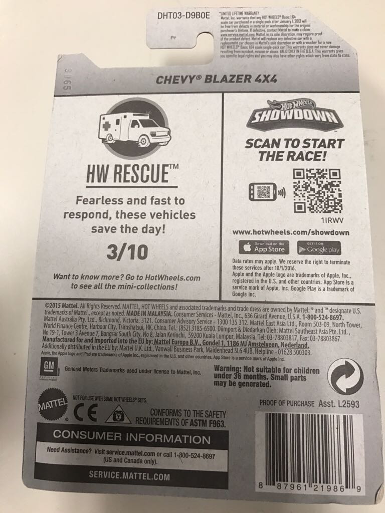 Chevy Blazer 4x4 - Rescue Truck toy car collectible - Main Image 2