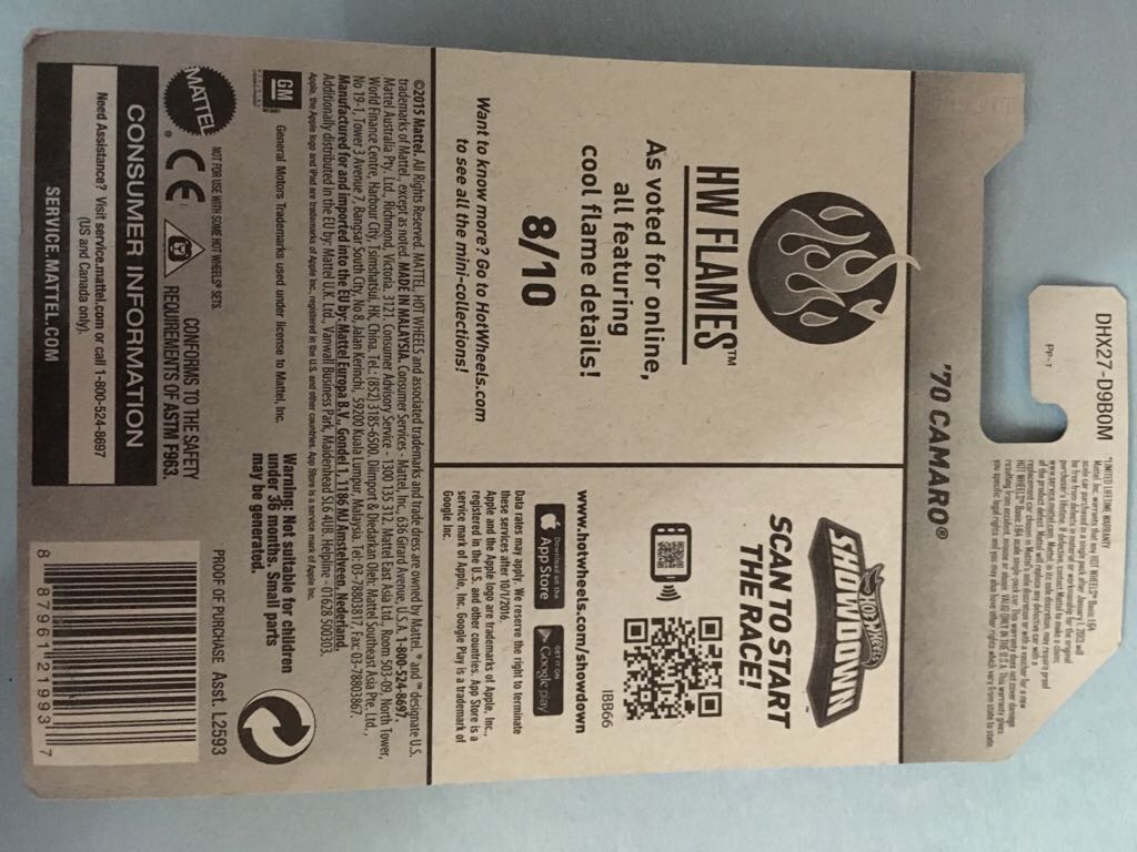 ’70 Camaro - HW Flames toy car collectible - Main Image 2