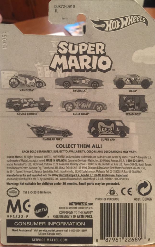 Super Mario - 2/8 Luigi Ryura LX - 2016 HW Super Mario toy car collectible - Main Image 2