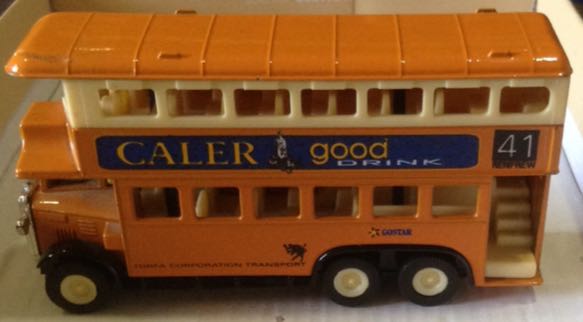 Camion Doble Piso Pasajeros Antiguo Londinense Amarillo - S toy car collectible - Main Image 2