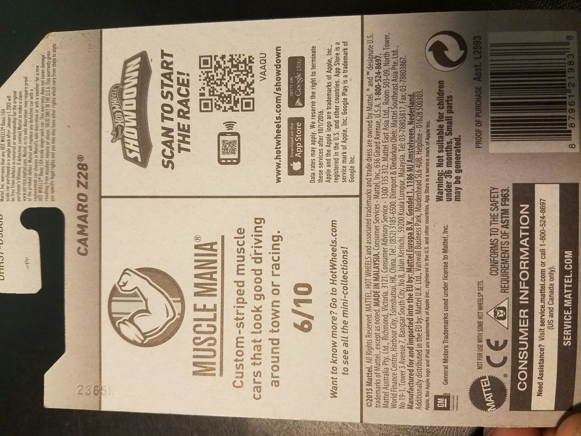 Camaro Z28 - ’16 HW Muscle Mania toy car collectible - Main Image 2