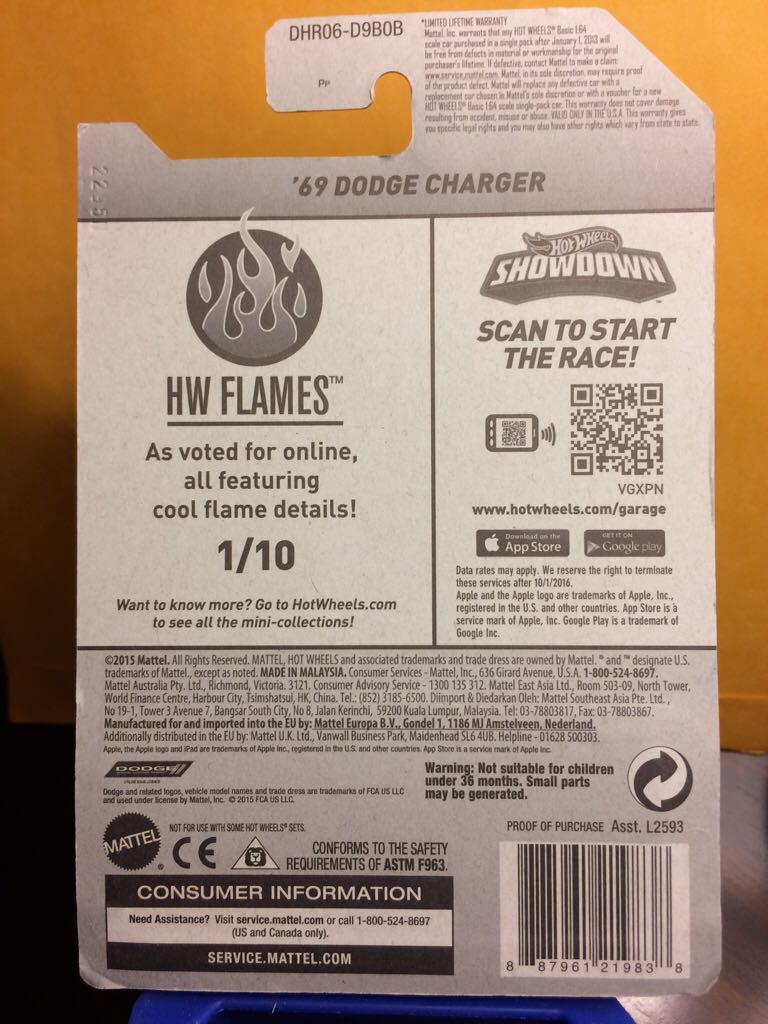 Dodge Charger - ’16 HW Flames toy car collectible - Main Image 2