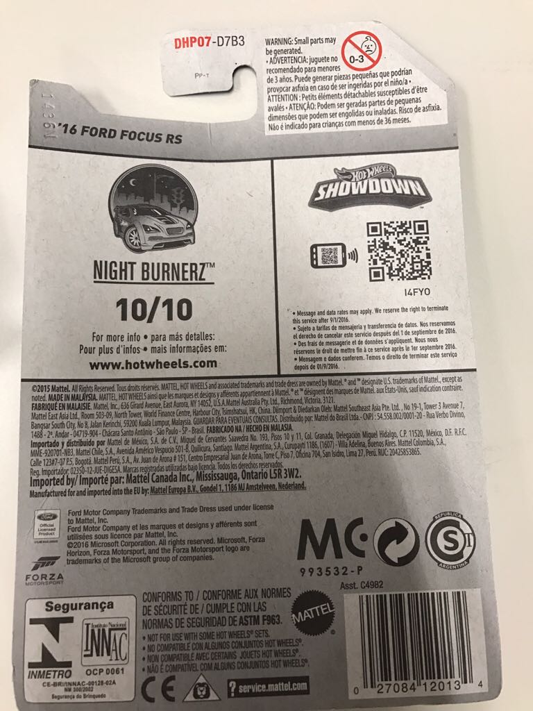 ’16 Ford Focus RS - Night Burnerz toy car collectible - Main Image 2