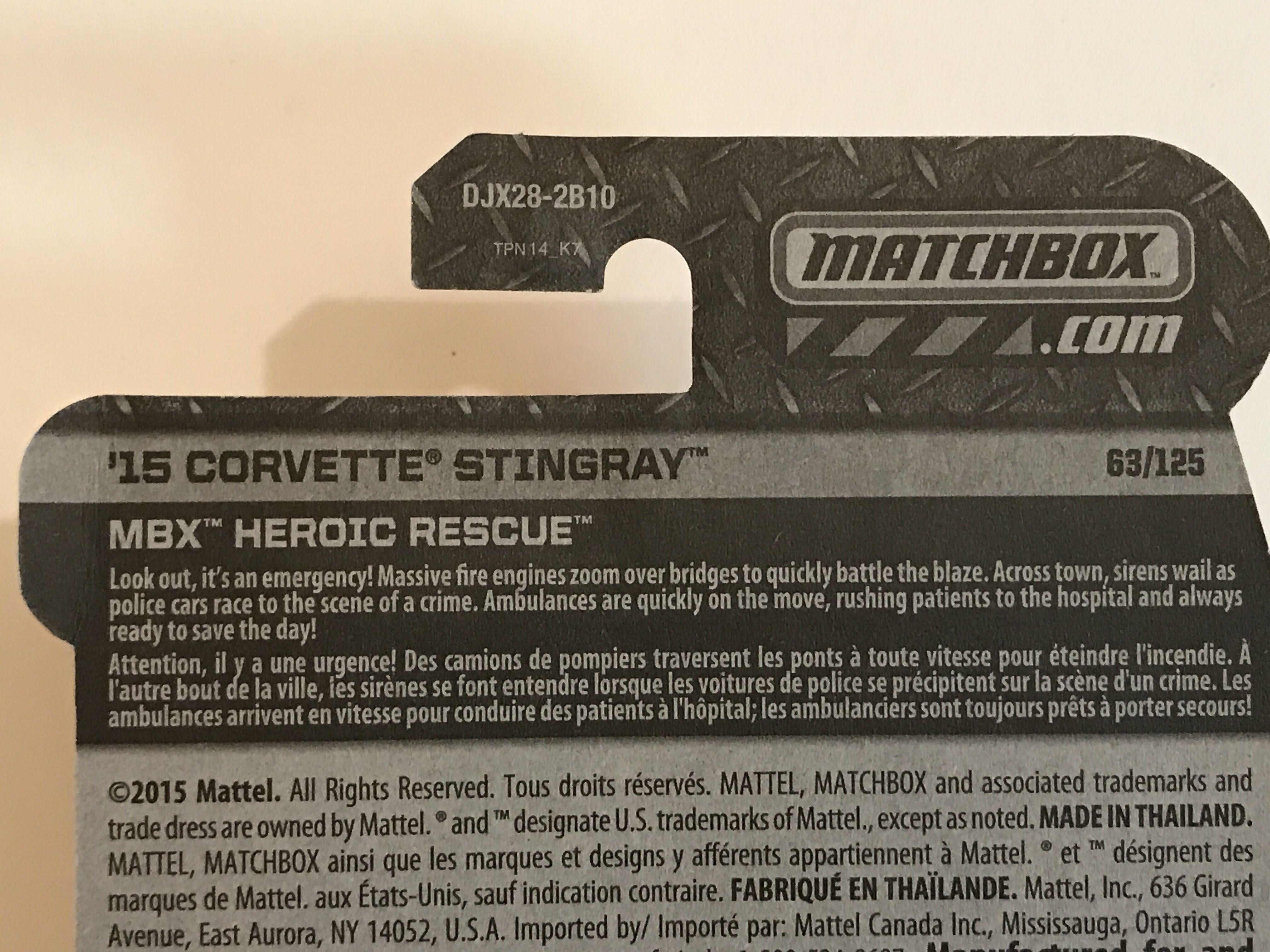 ’15 Corvette Stingray - MBX Heroic Rescue toy car collectible - Main Image 4