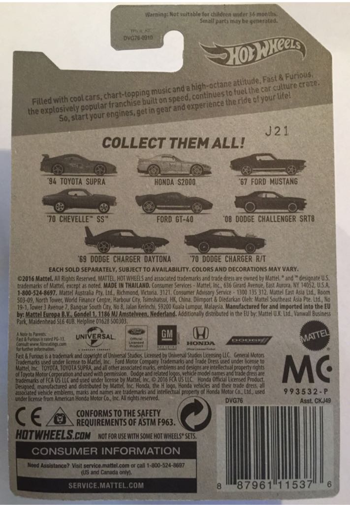 ’67 Ford Mustang - Fast And Furious 2016 toy car collectible - Main Image 2