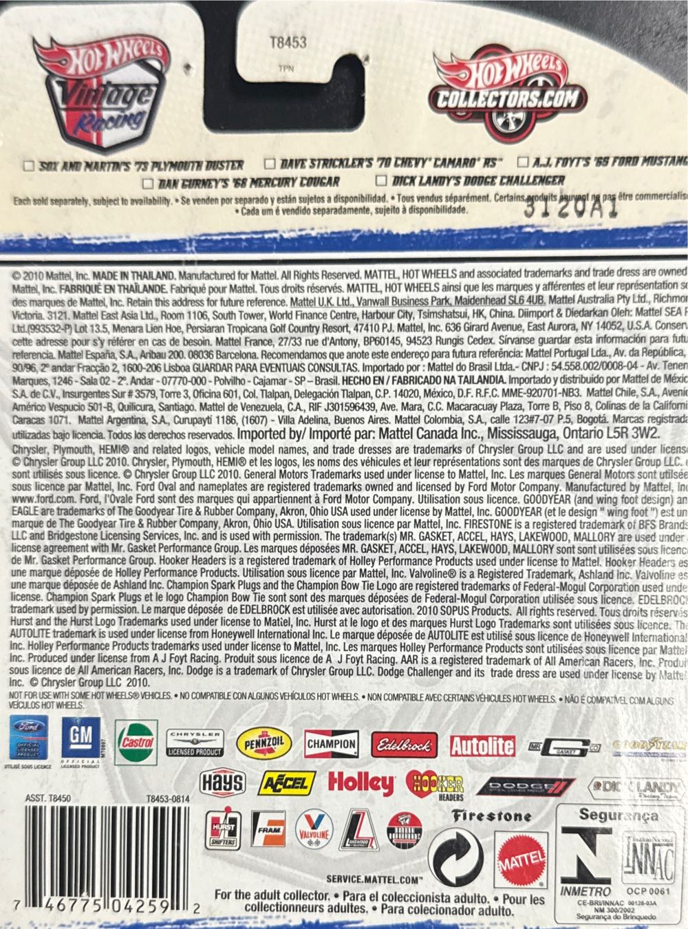 J Foyt’s 65 Ford Mustang Vintage Racing, A - HW Vintage Racing toy car collectible - Main Image 3