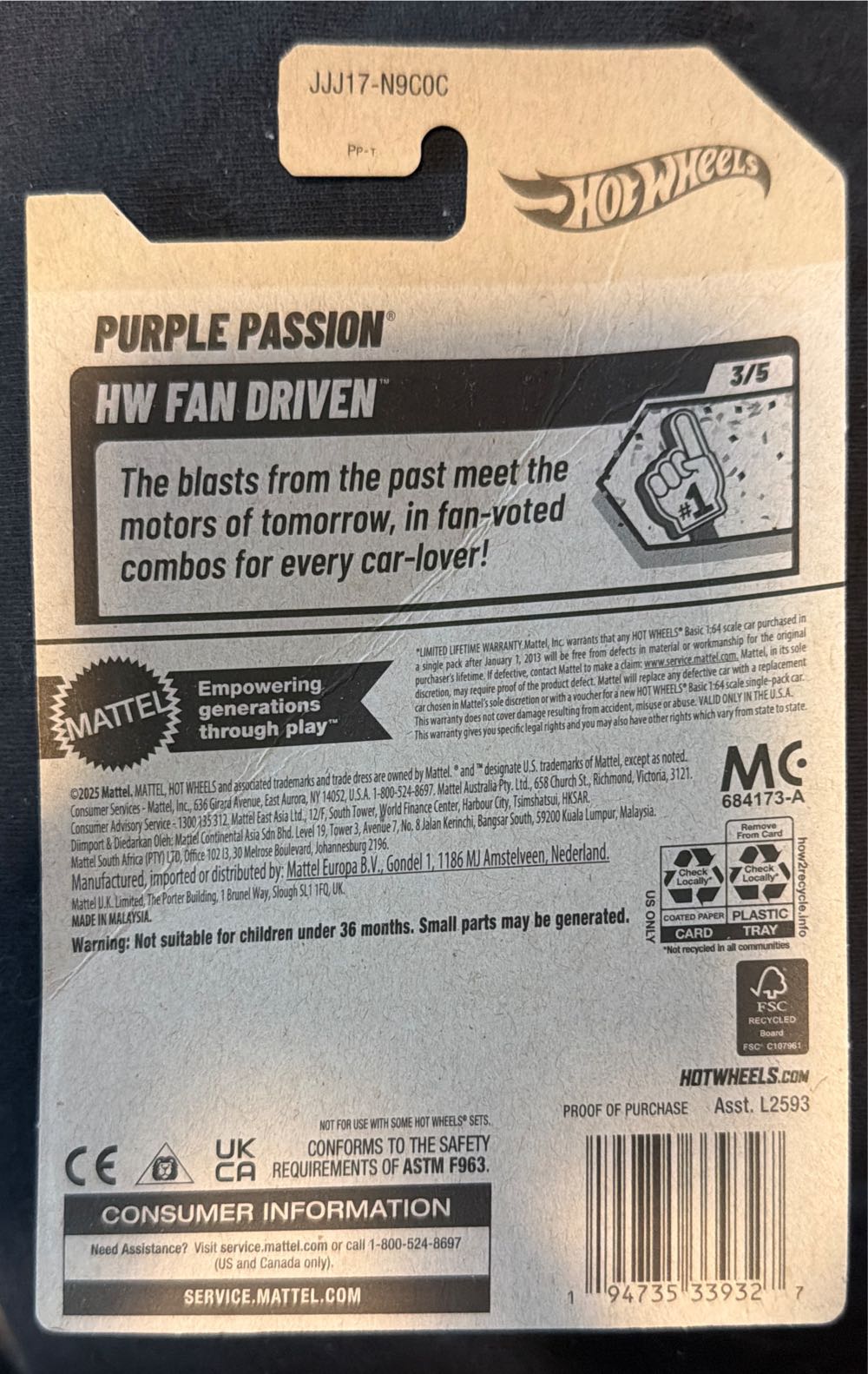 Purple Passion - 2025-HW FAN DRIVEN toy car collectible - Main Image 2