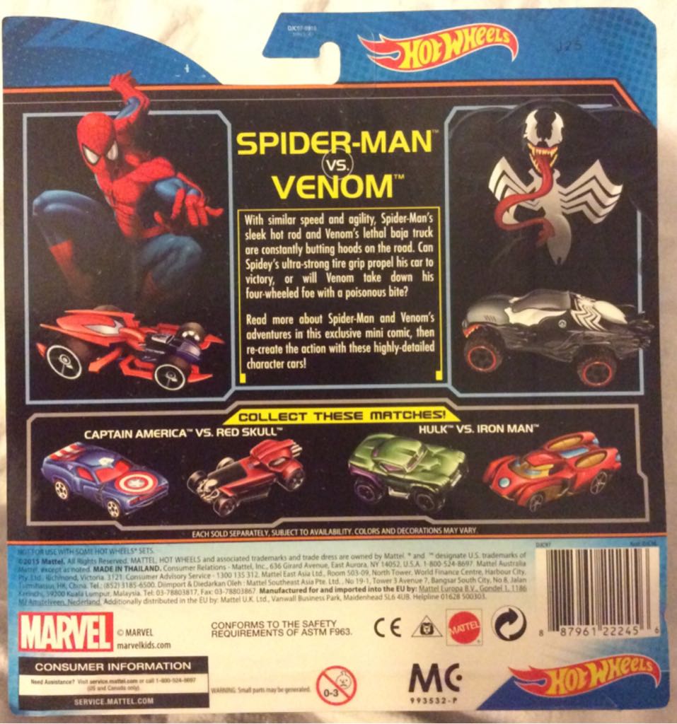 Spiderman vs. Venom - HW Marvel Comics toy car collectible - Main Image 2
