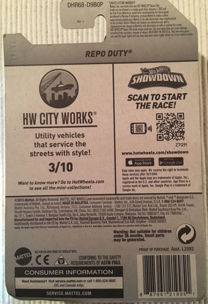 Repo Duty - HW City Works toy car collectible - Main Image 2