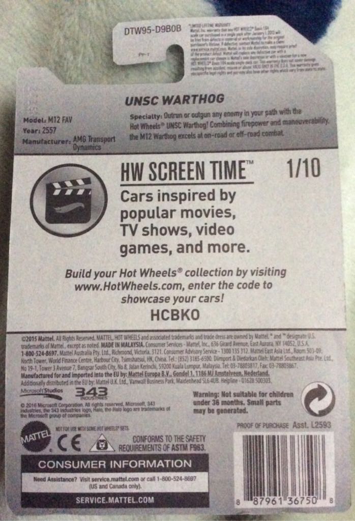 UNSC Warthog - HW Screen Time toy car collectible - Main Image 2