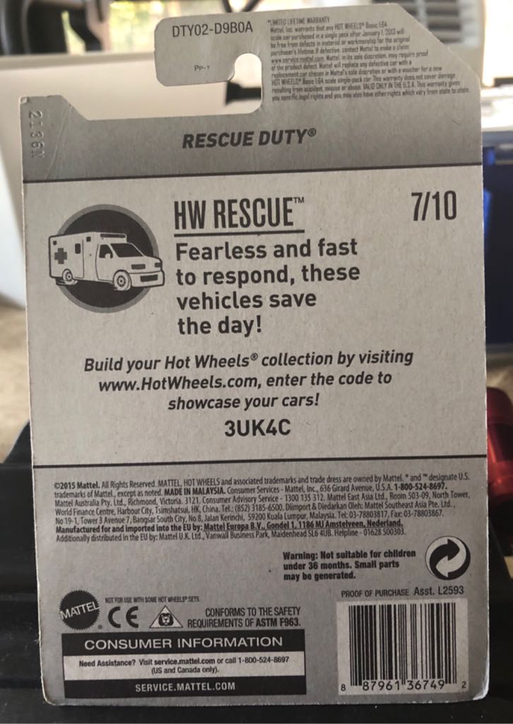 Rescue Duty - HW Rescue toy car collectible - Main Image 2