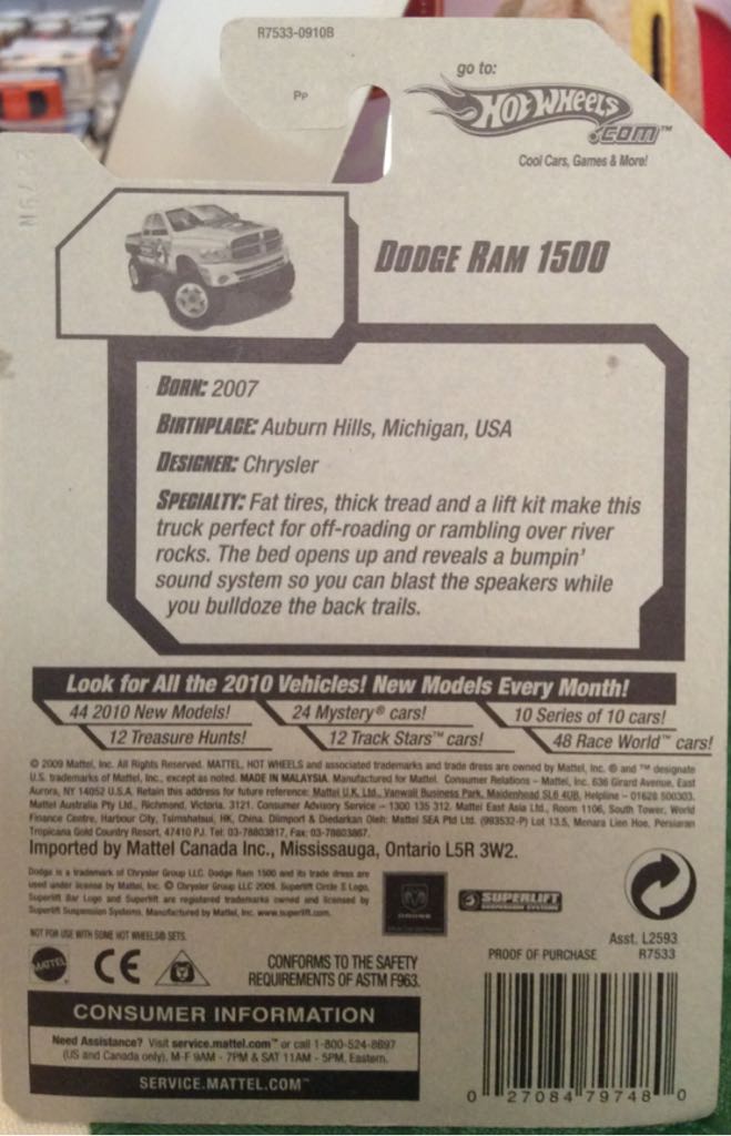 Dodge Ram 1500 - HW Performance ’10 toy car collectible - Main Image 2