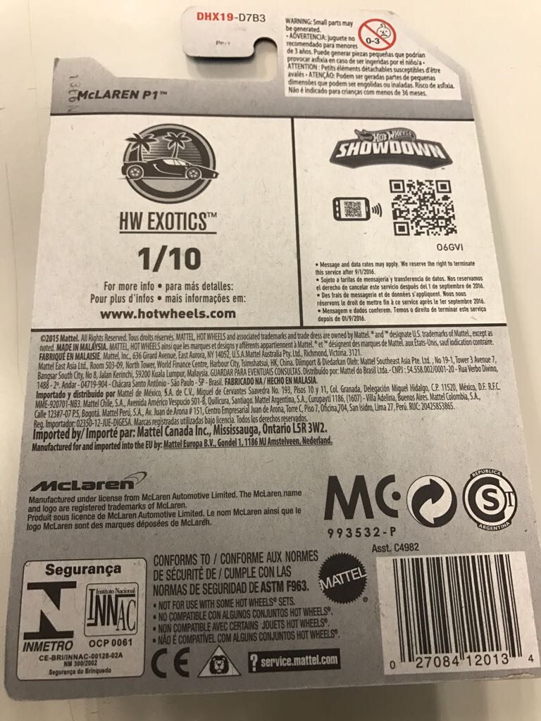 Loose McLaren P1 - ’16 HW Exotics toy car collectible - Main Image 2