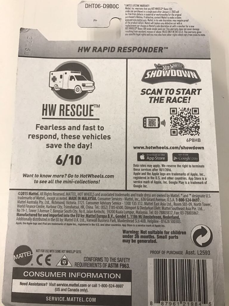 Rapid Responder - 2016: Green - ’16 HW Rescue toy car collectible - Main Image 2