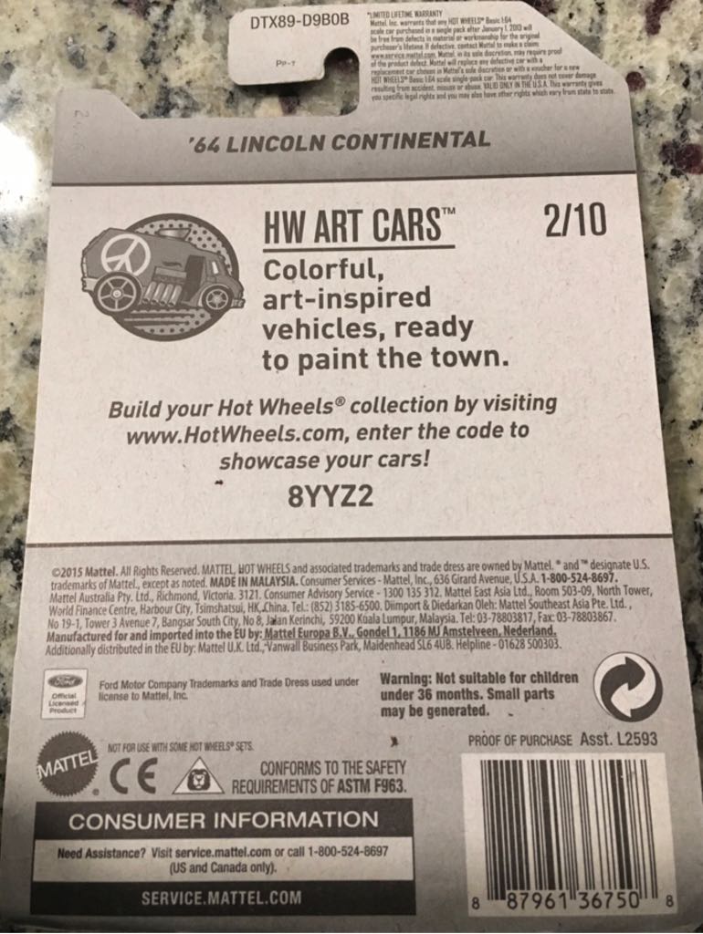 ’64 Lincoln Continental - HW Art Cars toy car collectible - Main Image 2
