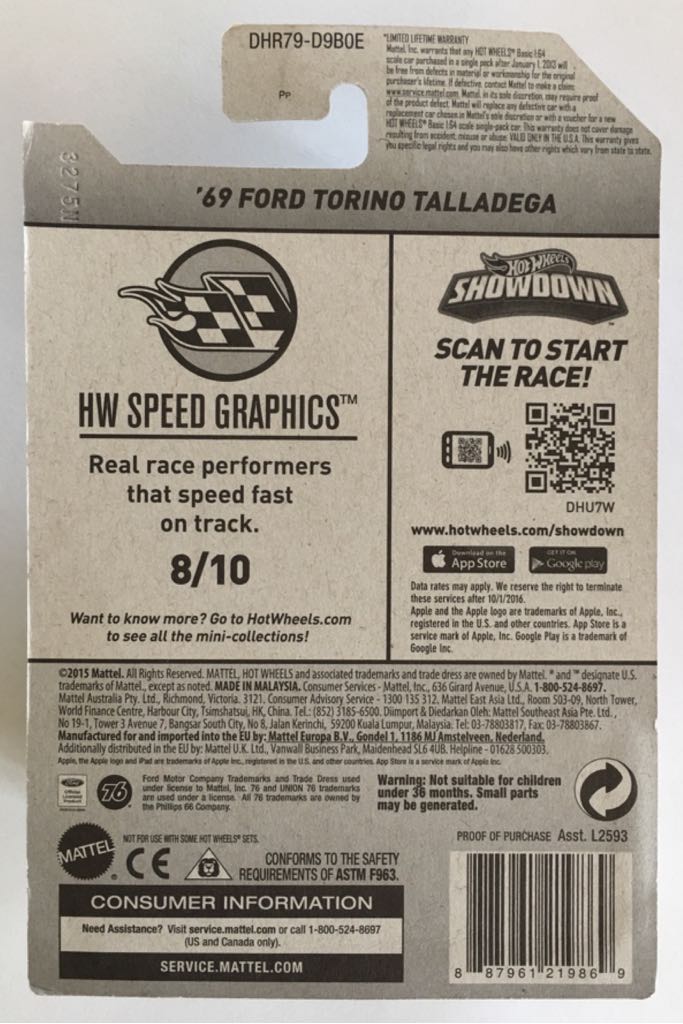 ’69 Ford Torino Talladega (Error) - HW Speed Graphics toy car collectible - Main Image 2