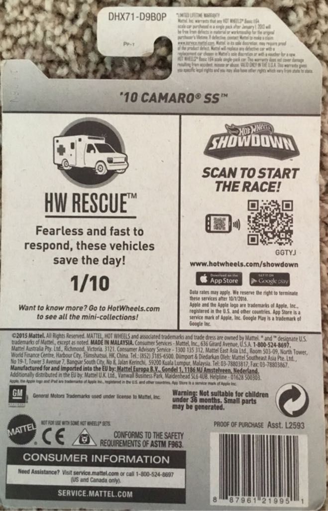 ’10 Camaro SS - HW Rescue toy car collectible - Main Image 2