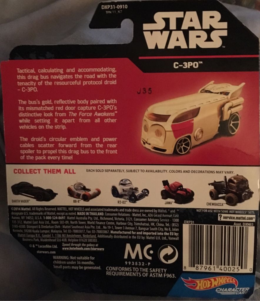 Star Wars: 13 Black Card: C-3PO - 2014 Star Wars Character Series toy car collectible - Main Image 2