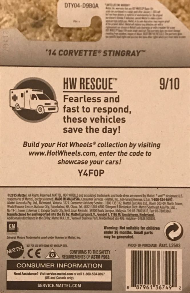 Chevrolet Corvette Stingray, 2014 - 2017 - HW Rescue toy car collectible - Main Image 2