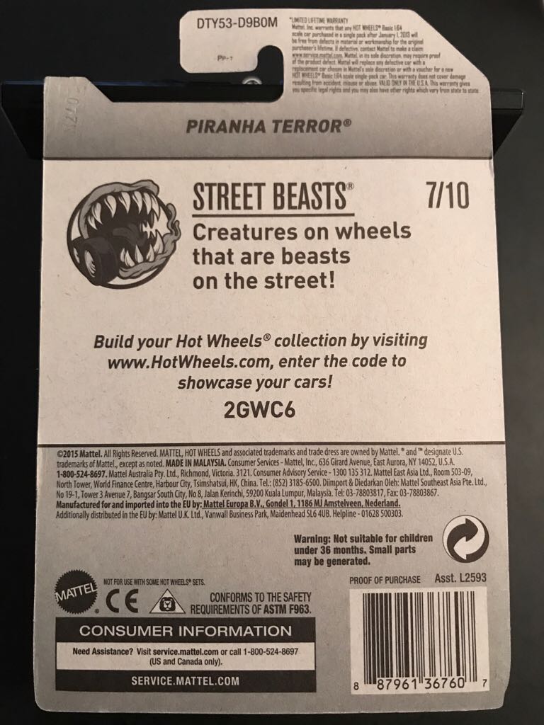 Piranha Terror - HW Street Beast toy car collectible - Main Image 2