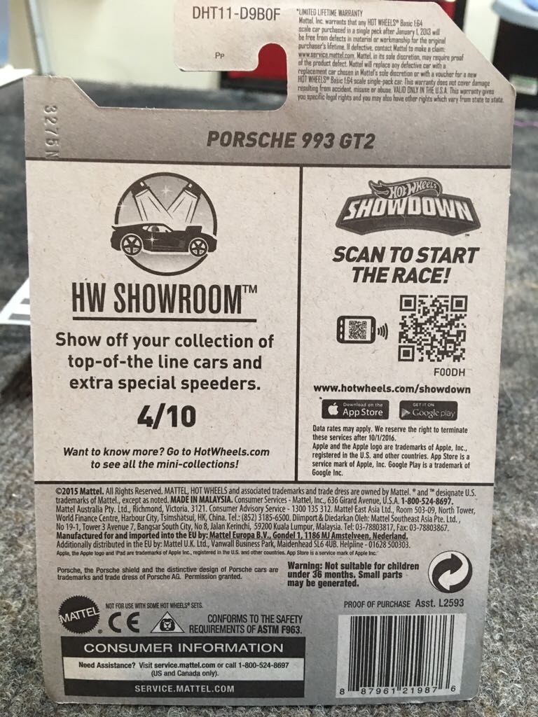 Porshe 993 Gt2 - HW Showroom toy car collectible - Main Image 2