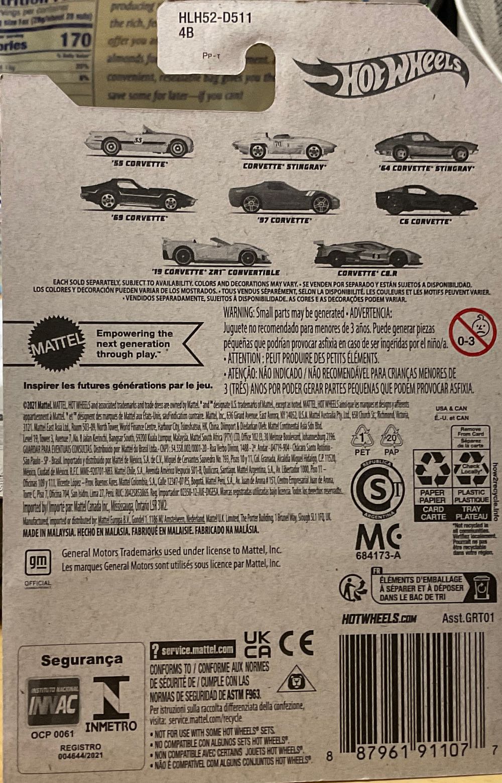 *Chevy Corvette ’69, MF Green - Hot Wheels: Corvette 70 Years toy car collectible - Main Image 3