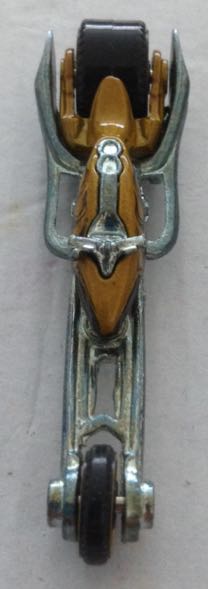 Motocicleta Alargada Dorada Con Flamas Negras - Hot Wheels toy car collectible - Main Image 2