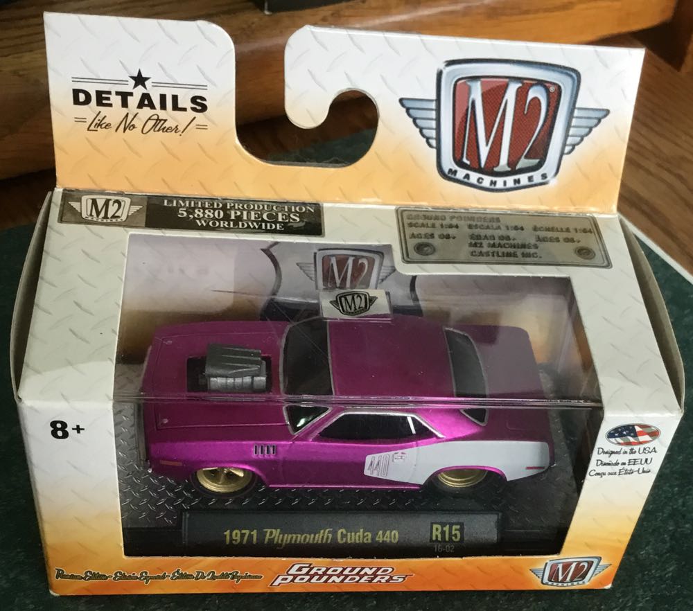 M2 1971 Plymouth Cuda 440 - Ground Pounders toy car collectible - Main Image 1