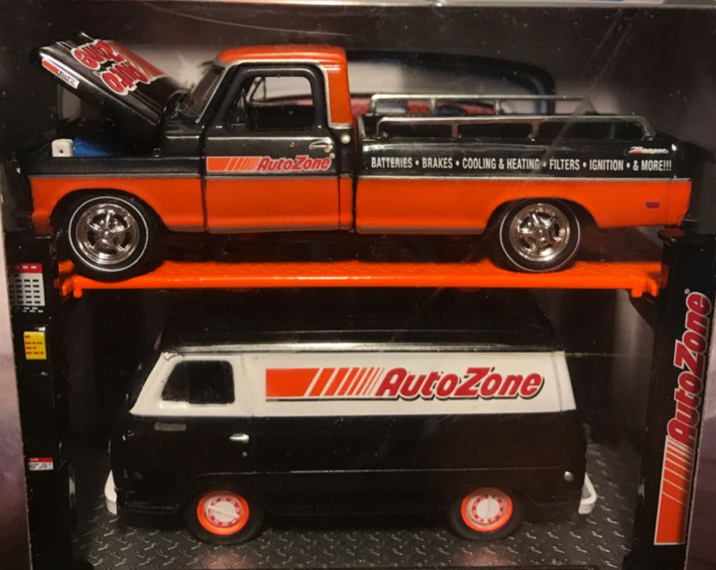 Auto Zone: 1965 Ford Econoline Delivery Van / 1969 Ford F-250 Ranger Truck - M2 Auto-Lift toy car collectible - Main Image 2