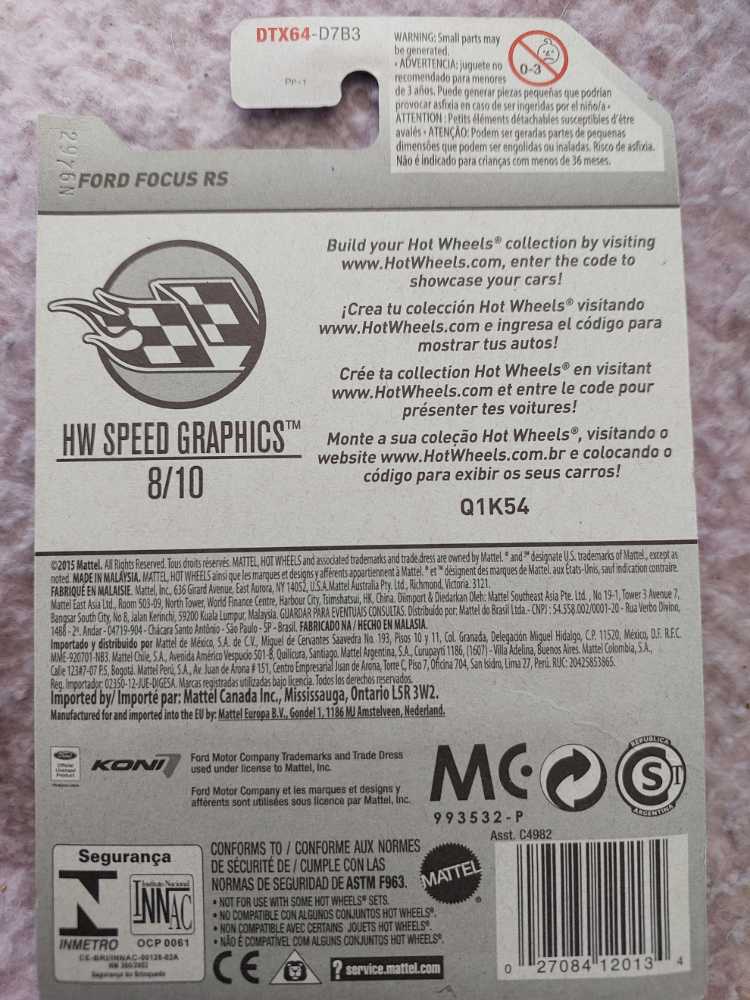 8/10 Ford Focus RS - 2017 - HW Speed Graphics™️ toy car collectible - Main Image 2